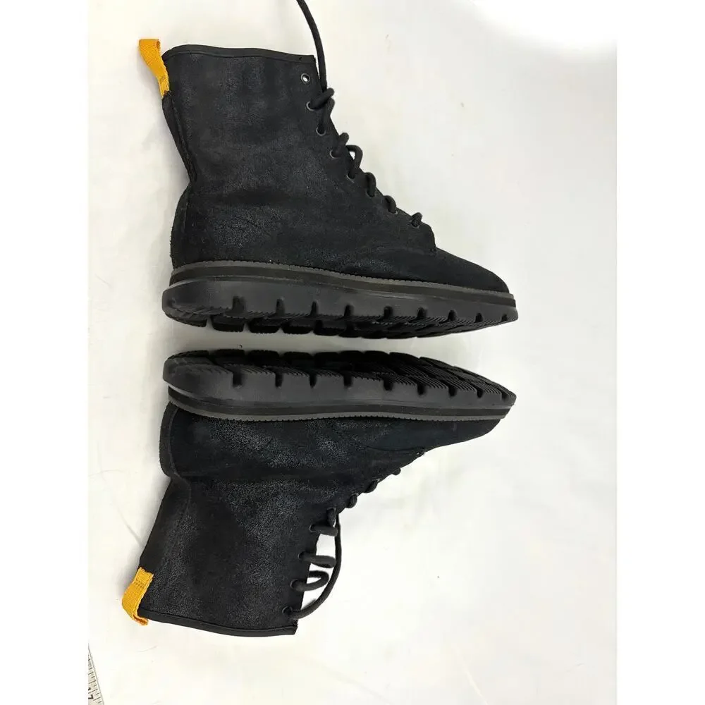 Skechers Black‎ Suede Leather Lace Up Boots 7.5 Women's Ankle On the Go